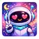 Colorful abstract animal avatar design with vibrant geometric shapes forming a friendly face.